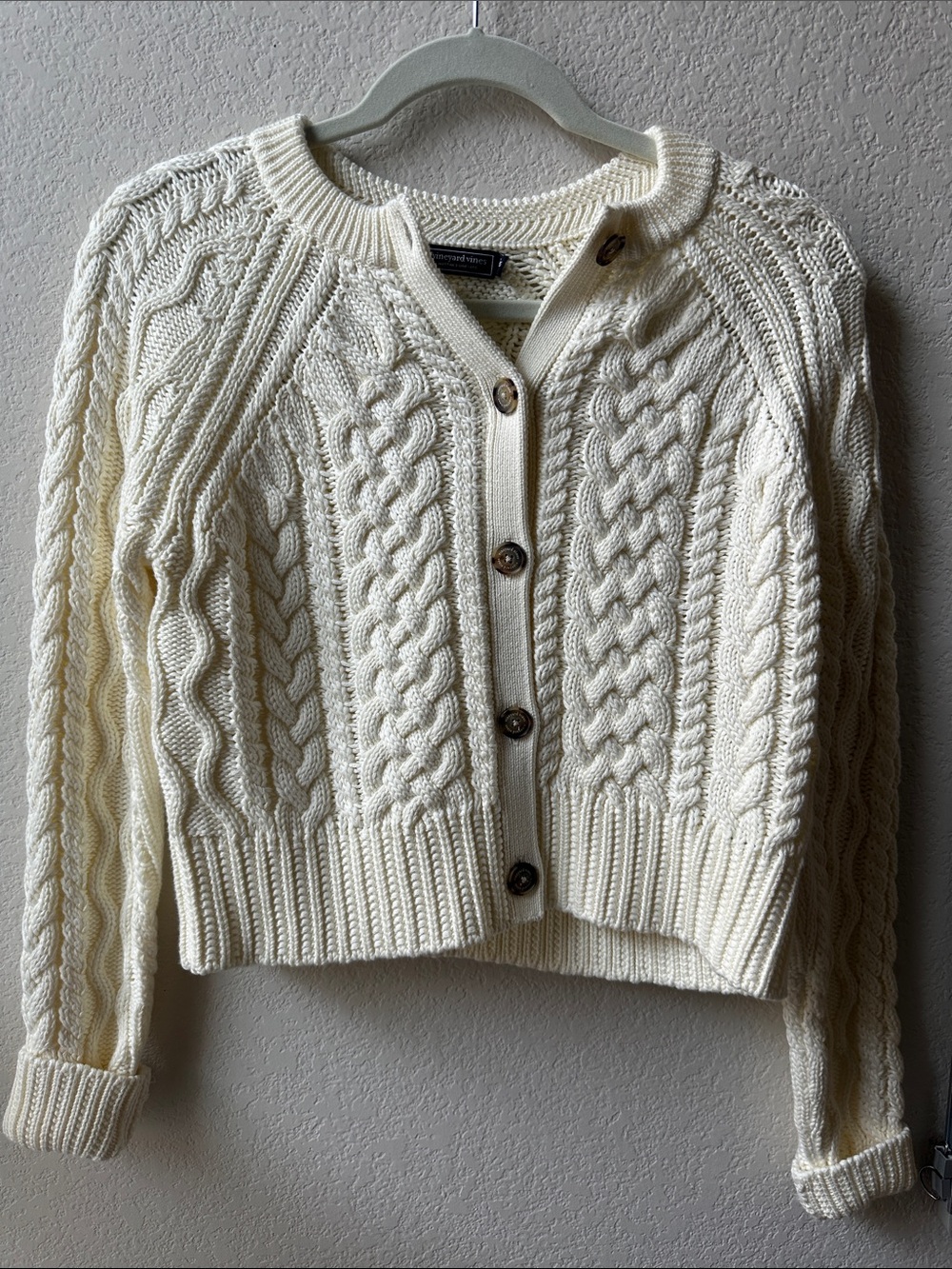Vineyard Vines Crewneck Cable Knit Cardigan Sweater - Size XXS